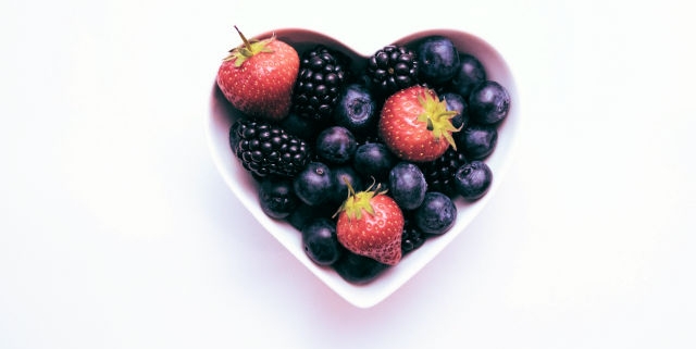 Healthy Heart -- heart shaped bowl of berries